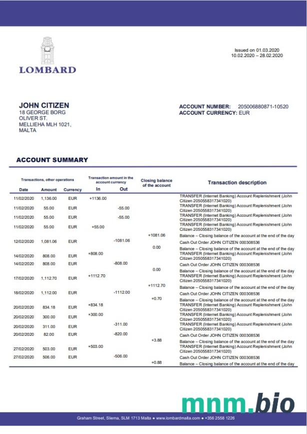 Malta Lombard Bank Malta P. l.c.excel